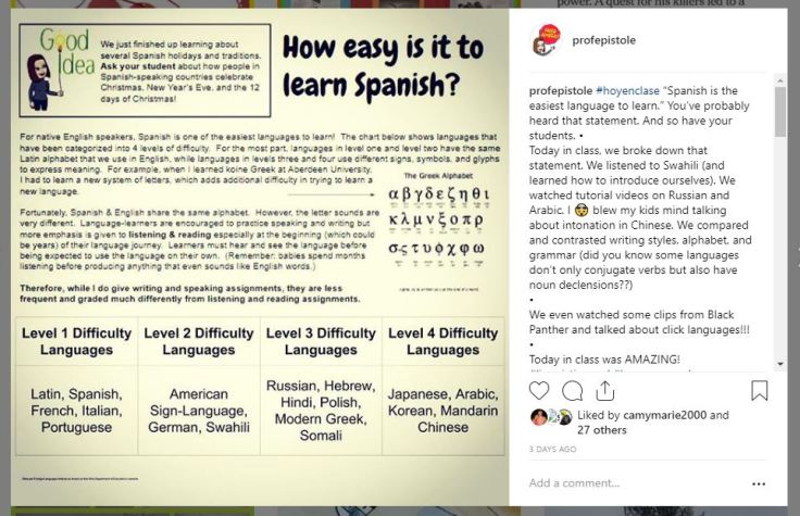 insta learn spanish post